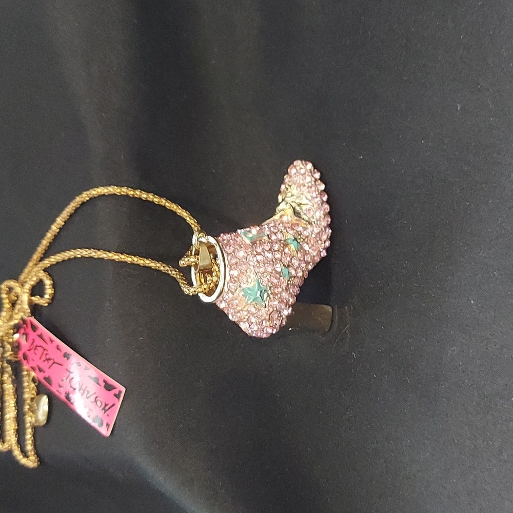 Betsey Johnson Pink Boot Pendant Necklace - Picture 2 of 6